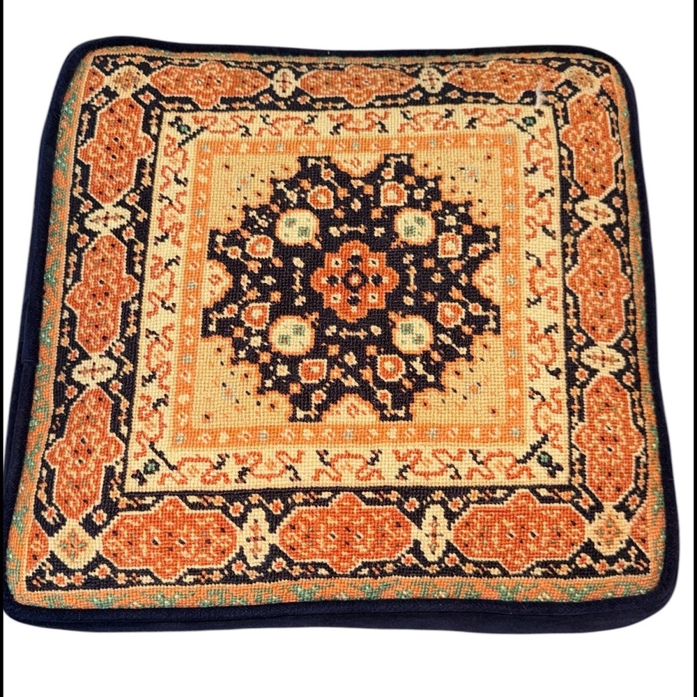 Vintage Needlepoint Throw Pillow
